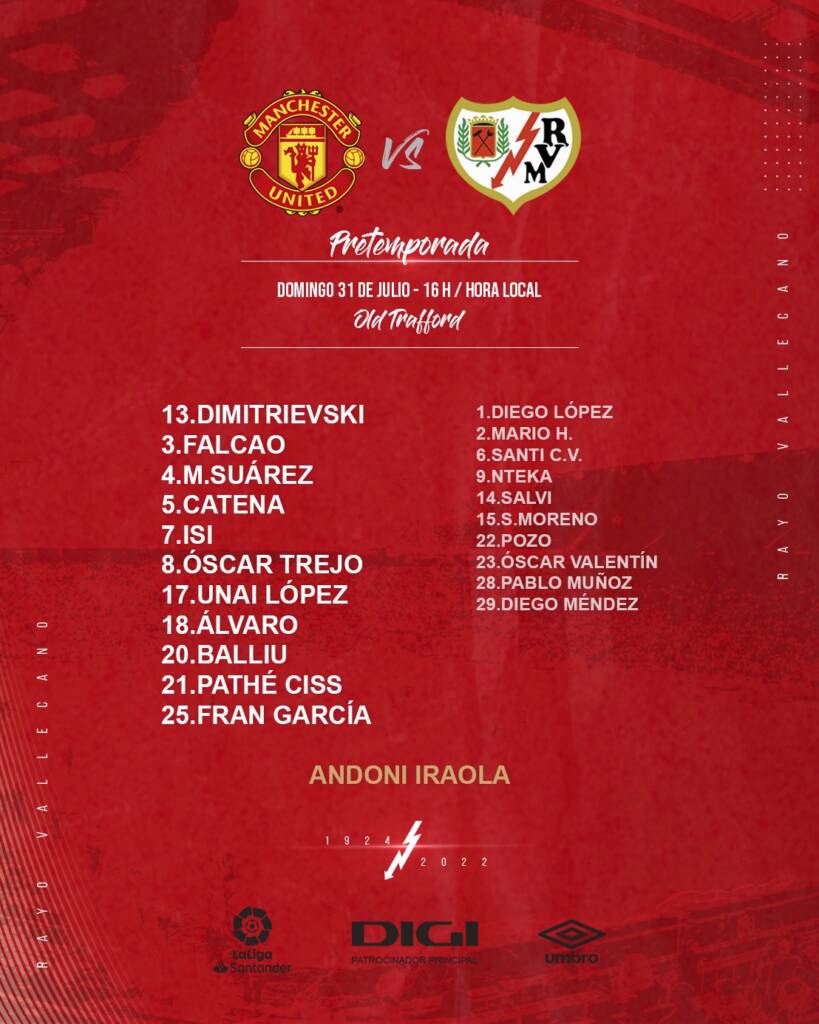 Once del Rayo Vallecano ante el Manchester United 2 img 9597