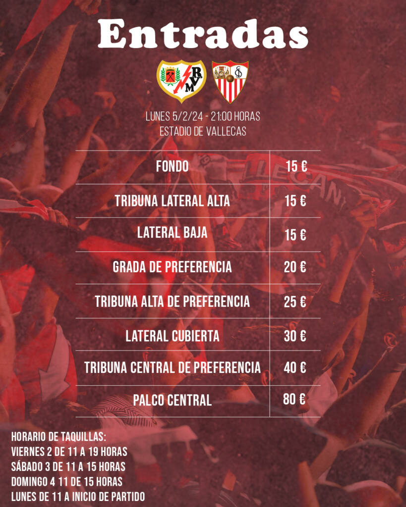 Entradas para el Rayo Vallecano-Sevilla de la jornada 23 2 Sevilla
