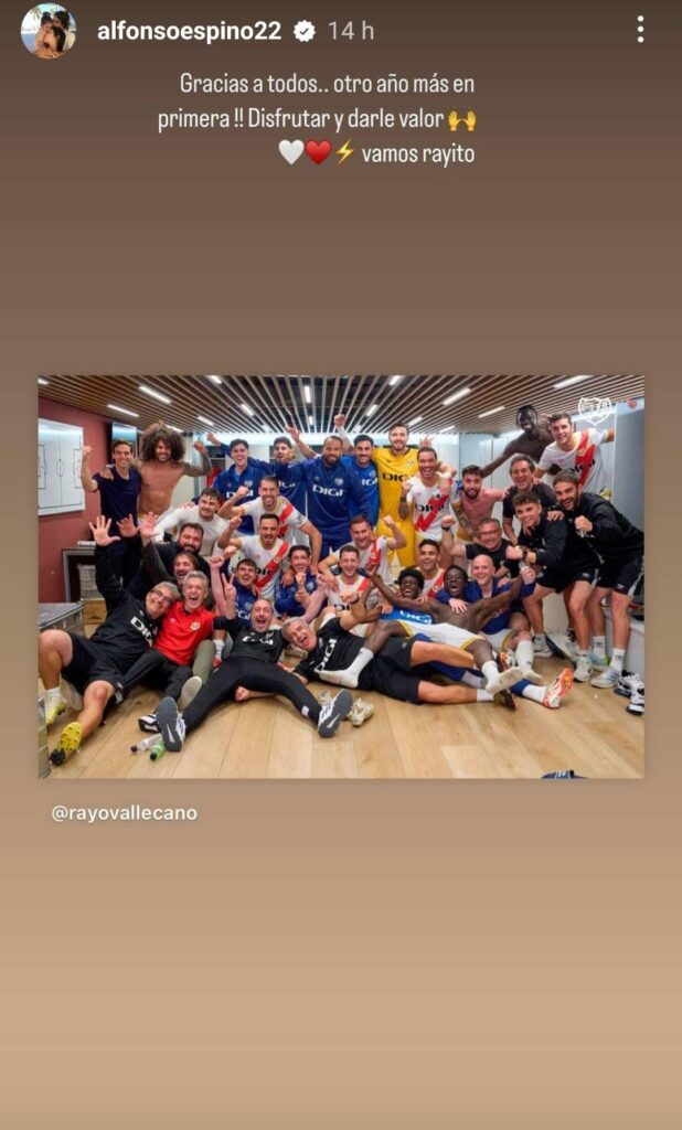 Los jugadores del Rayo celebraron la permanencia en Primera a través de redes sociales 3 WhatsApp Image 2024 05 20 at 12.06.44