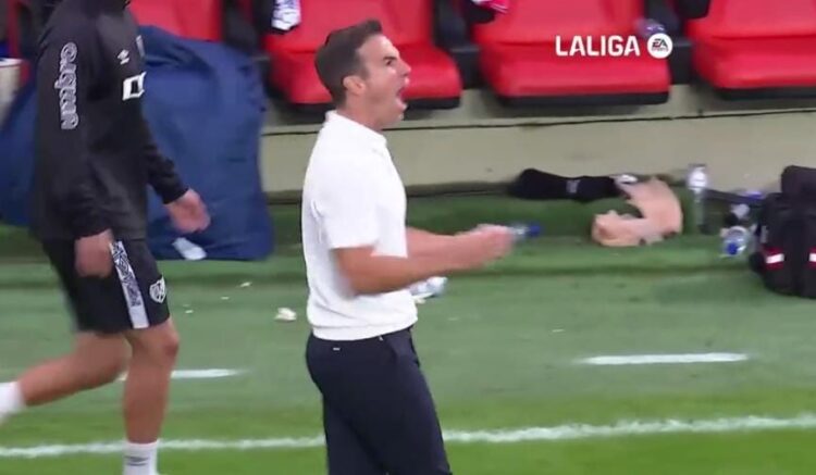 Íñigo Pérez efusivo tras el gol del Rayo: saltó hasta al terreno de juego 1 Íñigo Pérez Alavés