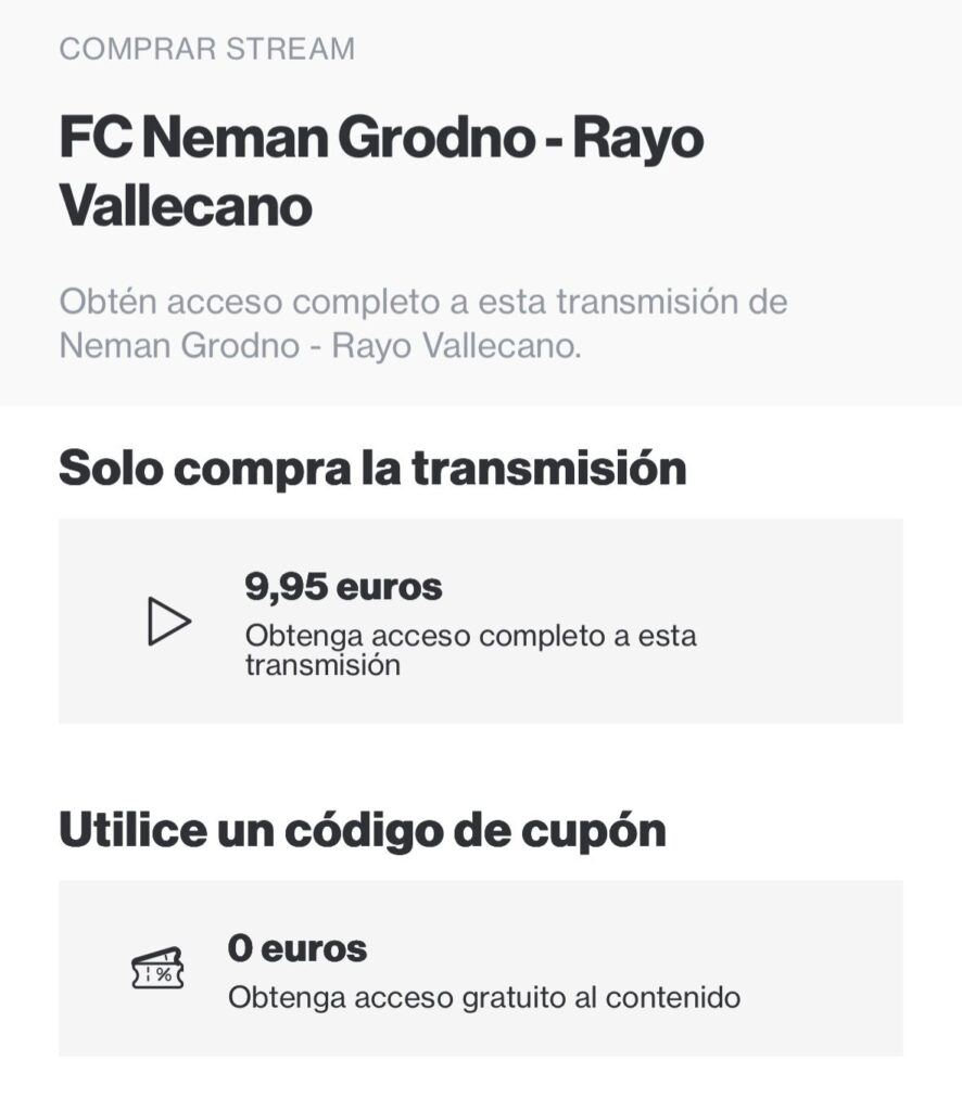 Rayo Neman Grodno ver PPV solidsport
