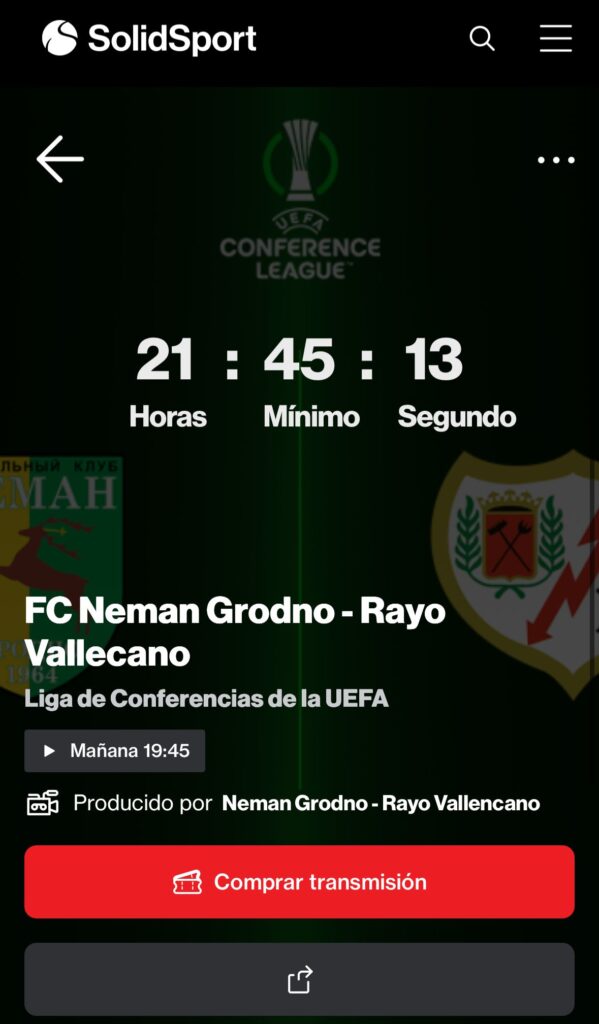 Rayo Neman Grodno ver PPV solidsport