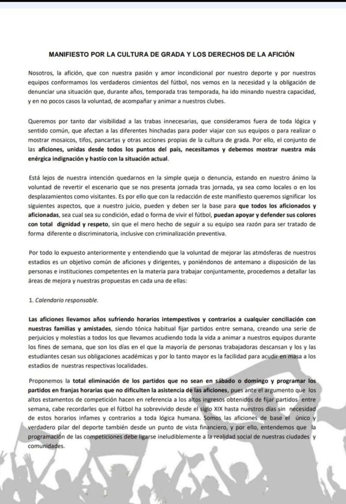 Comunicado Derechos para la Afición