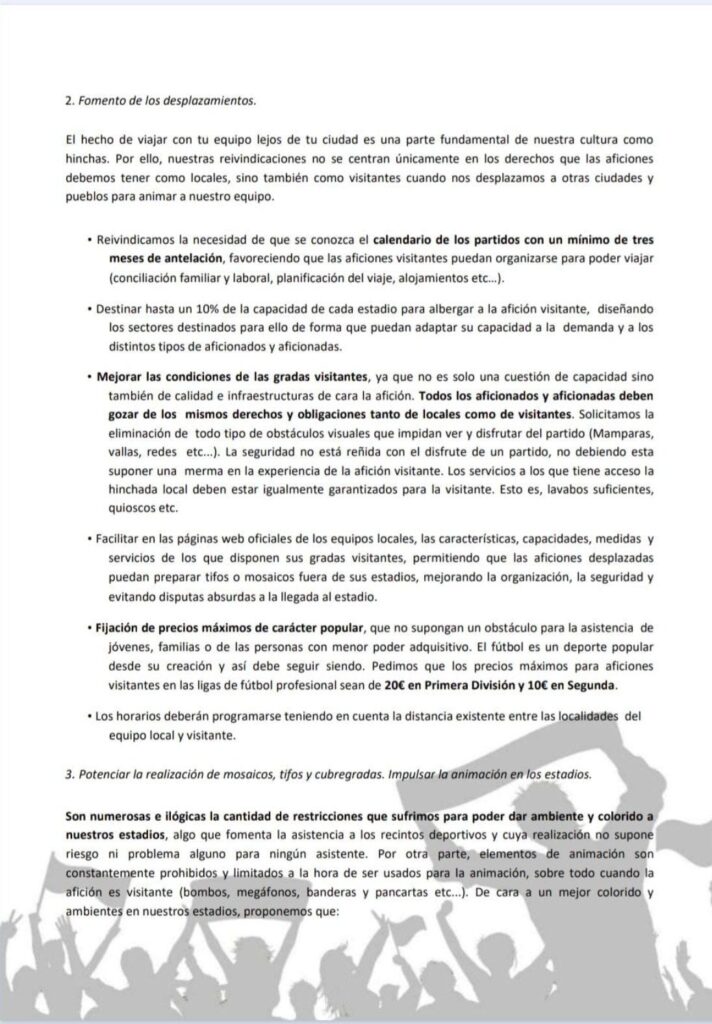 Comunicado Derechos para la Afición
