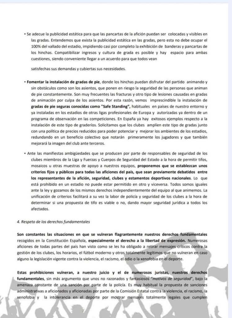 Comunicado Derechos para la Afición
