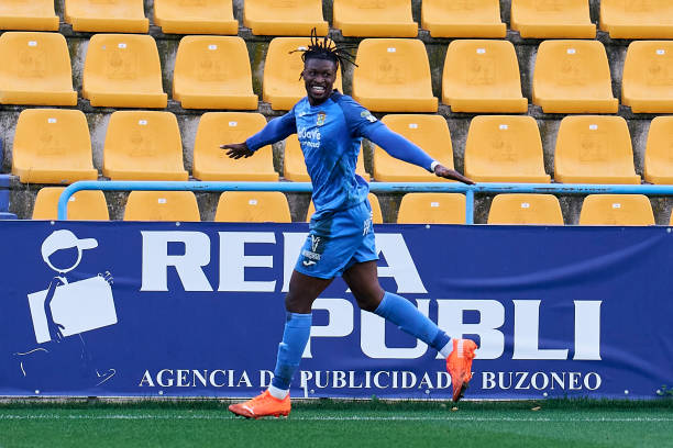 ALCORCON, SPAIN - NOVEMBER 08: Sekou Gassama of CF Fuenlabrada celebrates goal during the La Liga Smartbank match between CF Fuenlabrada and CD Tenerife at Estadio Fernando Torres on November 1, 2020 in Fuenlabrada, Spain. (Photo by Perez Meca/MB Media/Getty Images)