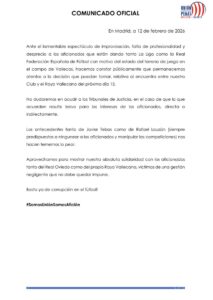 Comunicado Rayo Atleti