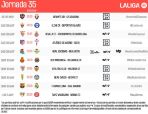 Rayo Vallecano Horarios Jornada 35