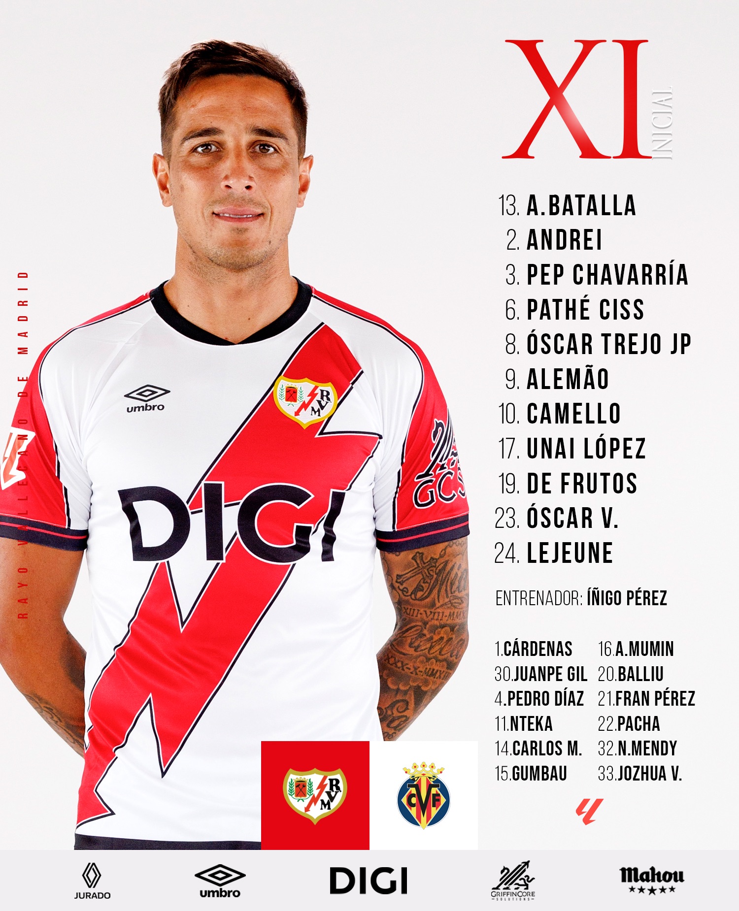 Once del Rayo Vallecano ante el Villarreal 2 img 4141
