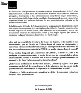 Sumar lleva el caso de Vallecas al Congreso y pregunta al Gobierno por el estado del estadio 3 img 6164