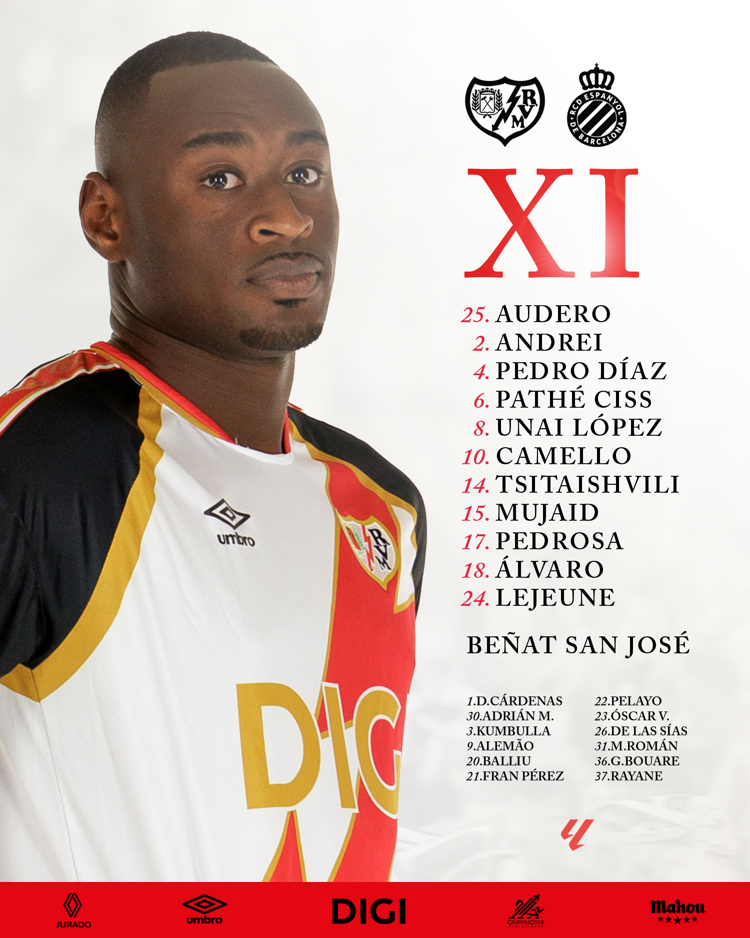 Alineación del Rayo Vallecano contra el Espanyol 2 HSROholWkAAK5jC